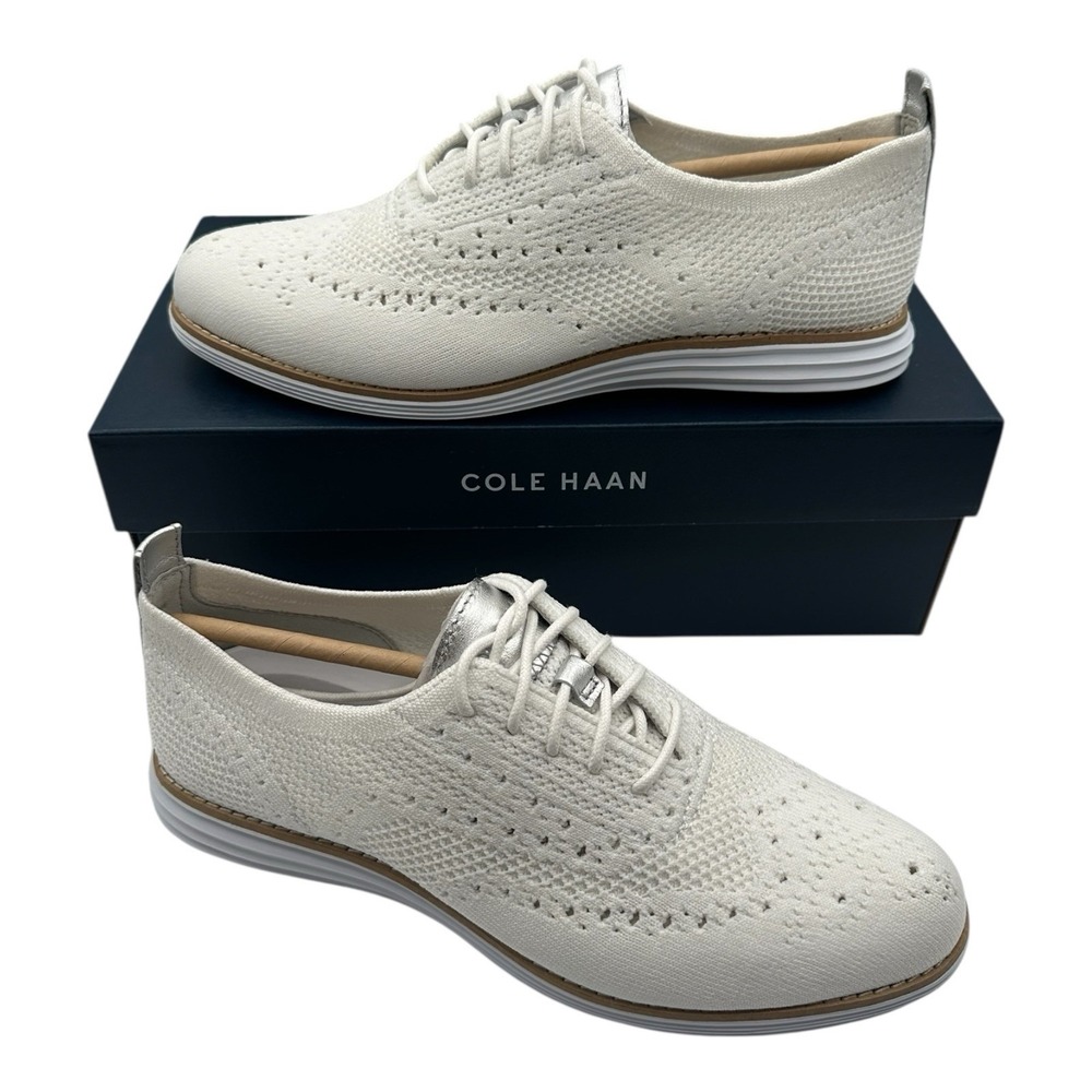 Cole Haan Original Grand Stitchlite Oxfords Womens 8 B White Wingtip Shoe W11514